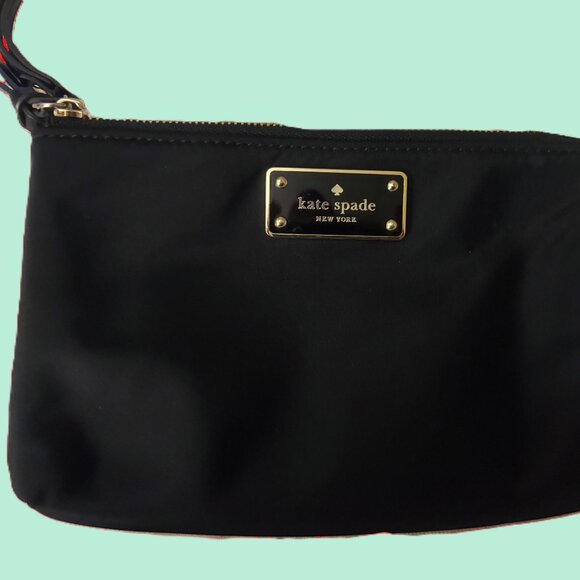 Kate Spade New York "Story-Book" Black nylon Wristlet with Gold hardware - Picture 1 of 10